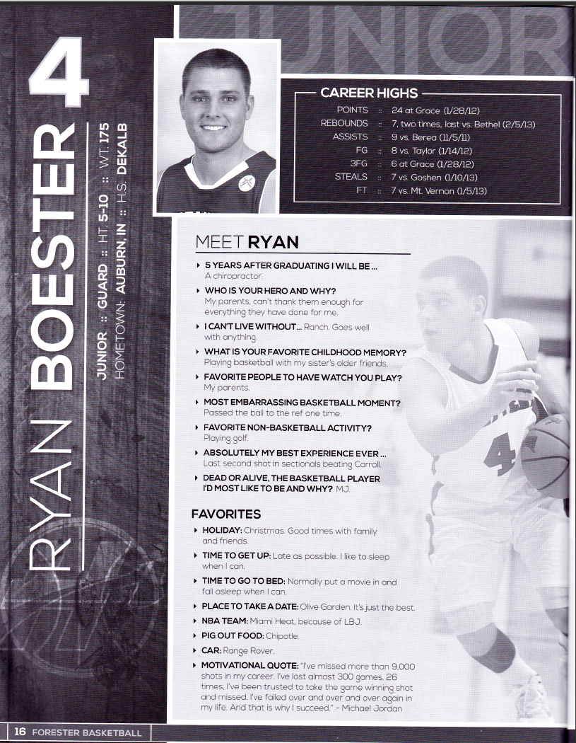 Ryan Boester Media Guide